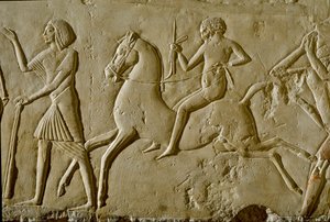 Antichità egizia: rilievo con guerriero a cavallo. Fine della XVIII dinastia da Egyptian 18th Dynasty
