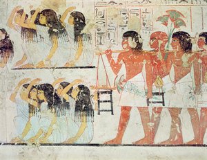 Gruppo di piangenti nella processione funebre di Ramose, dalla Cappella della Tomba di Ramose, Nuovo Regno, c.1360 a.C. (affresco)
