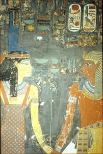 Horemheb e Iside, dalla Tomba di Horemheb (c.1323-1295 a.C.) Nuovo Regno da Egyptian 18th Dynasty