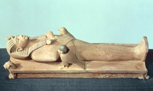 Immagine del re sul suo letto funebre, dalla tomba di Tutankhamon (c.1370-52 a.C.) Nuovo Regno