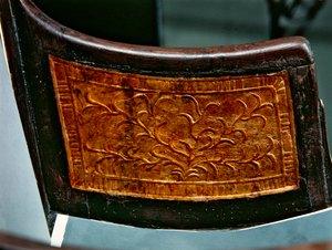 Pannello di una sedia per bambini, dalla Tomba di Tutankhamon, Nuovo Regno (legno dorato) (dettaglio)