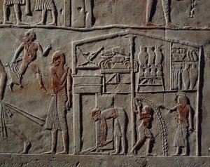 Padiglione per ufficiale di alto rango o comandante in capo, Rilievo, tomba di Horemheb, Saqqara, civiltà egizia, Nuovo Regno, Dinastia XVIII da Egyptian 18th Dynasty