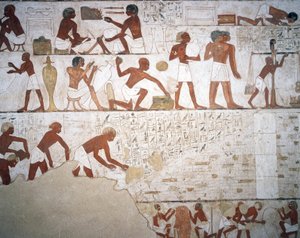 Vasai e lavoratori, affresco, cappella, Tomba di Rekhmire (TT100), Sheikh Abd el-Qurna, Tebe (Lista del Patrimonio Mondiale dell