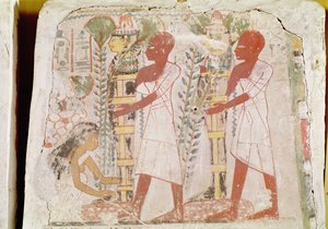 Preparazione di due mummie per la cerimonia di purificazione, dalla tomba di Merymaat, Nuovo Regno