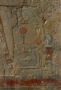 Rilievo che raffigura Horus, cappella della dea Hathor, dal Tempio Mortuario di Hatshepsut da Egyptian 18th Dynasty