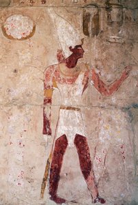 Rilievo che raffigura Thutmose III con corona del Basso Egitto, Tempio funerario della regina Hatshepsut, Deir el-Bahri, necropoli tebana (Lista del Patrimonio Mondiale UNESCO) da Egyptian 18th Dynasty