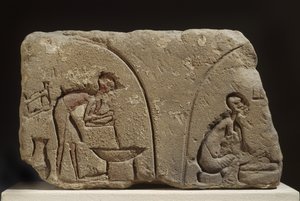 Rilievo in arenaria della preparazione di un pasto da Egyptian 18th Dynasty
