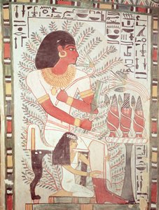 Sennefer seduto con sua moglie, Meryt, dalla Tomba di Sennefer, Nuovo Regno (dipinto murale)