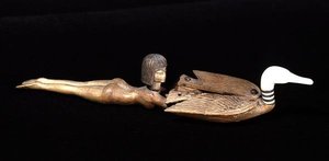 Cucchiaio con manico appiattito a forma di nuotatore, Nuovo Regno, c.1400 a.C.