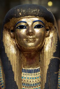 Maschera mortuaria di Tjuya, dalla Tomba di Yuya e Tjuya, Valle dei Re, Egitto, civiltà egizia, Nuovo Regno, Dinastia XVIII