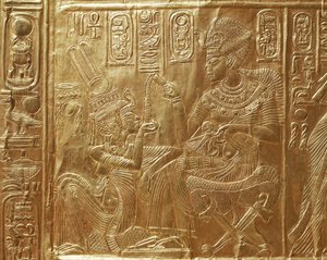 Tutankhamon e sua moglie, dettaglio del cassetto rituale