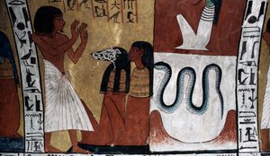 Pittura murale, Tomba di Sennedjem, Valle dei Re, Luxor, Tebe (Patrimonio Mondiale dell