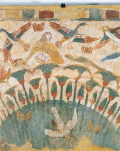 Affresco che raffigura flora e fauna delle paludi lungo il Nilo, dalla tomba di Neferhetep (dettaglio)