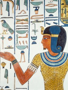 Colonna con Hornedjitef, dettaglio degli affreschi nella camera funeraria di Nefertari, Valle delle Regine, Luxor, Tebe (Patrimonio Mondiale dell