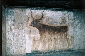 Egitto, Luxor, Valle dei Re, Tomba di Seti I, affreschi interni che raffigurano la dea Nut come mucca da Egyptian 19th Dynasty