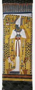 Egitto, Tebe, Luxor, Valle delle Regine, Tomba di Nefertari, pittura murale di Osiride nella camera funeraria della XIX dinastia da Egyptian 19th Dynasty