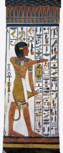 Egitto, Tebe, Luxor, Valle delle Regine, Tomba di Nefertari, pittura murale del dio Horus nella camera funeraria della XIX dinastia da Egyptian 19th Dynasty