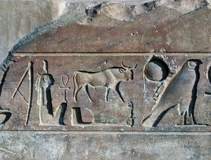 Geroglifici con il nome di Ramses II, base dell