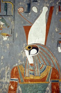 Horus con doppia corona, Tomba di Horemheb, Valle dei Re, Luxor, Antica Tebe (foto) da Egyptian 19th Dynasty