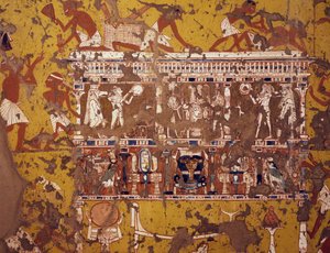 Realizzazione di un catafalco scolpito, affresco, Tomba dello scultore Ipy, Deir el-Medina, Necropoli Tebana (Patrimonio Mondiale dell
