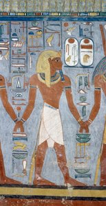 Figura maschile, dettaglio degli affreschi nella camera sepolcrale della Tomba di Ramses I, Valle dei Re, Luxor, Tebe (Patrimonio Mondiale dell