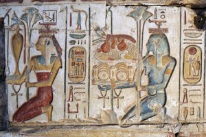 Scena di offerta, rilievo, Tempio di Ramses II, Abydos, Egitto, civiltà egizia, Nuovo Regno, Dinastia XIX (foto)