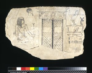 Ostracon, Nuovo Regno, c.1295-c.1186 a.C. (calcare dipinto)