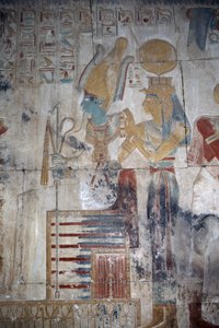 Rilievo dipinto, cappella di Osiride, Tempio di Seti I da Egyptian 19th Dynasty