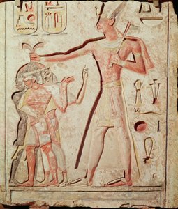 Ramses (1279 - 1213 a.C.) colpisce i suoi nemici (rilievo dipinto su calcare, 19ª dinastia)