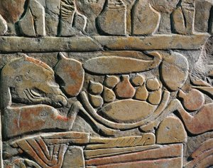 Rilievo che raffigura offerte di cibo per le divinità, da Abydos da Egyptian 19th Dynasty
