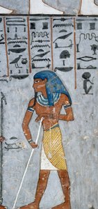 Il dio Atum, affresco, camera funeraria, Tomba di Ramesse I (KV16), Valle dei Re, Tebe (Lista del Patrimonio Mondiale Unesco)