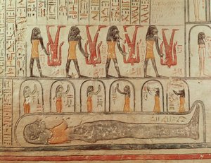 Dettaglio dal Libro della Terra, dalla camera funeraria della Tomba di Ramses VI da Egyptian 20th Dynasty