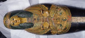 Coperchio interno della mummia di Nesyamun, possibilmente trovata a Deir El-Bahri, Nuovo Regno, c.1100 a.C. (dettaglio) da Egyptian 20th Dynasty