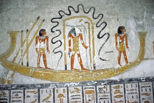 Re nella Barca Notturna, dalla Tomba di Ramesses VI, Nuovo Regno (c.1145-1137 a.C.)