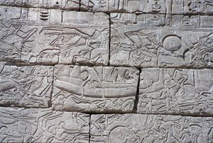 Il popolo del mare, battaglia navale di Ramses III, Medinet Habu, 1195-64 a.C.