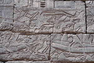 Il popolo del mare, battaglia navale di Ramses III, Medinet Habu, 1195-64 a.C.