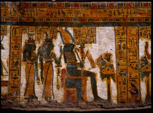 Antichità egizia: le divinità Iside e Nefti adorano Osiride da Egyptian 21st Dynasty