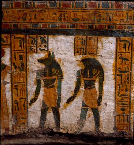 Antichità egiziana: i geni funerari Douamoutef e Kebehsenouf (o Qebehsenouf) da Egyptian 21st Dynasty