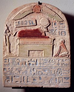 Stele dipinta in calcare del dio Apis da Egyptian 21st Dynasty