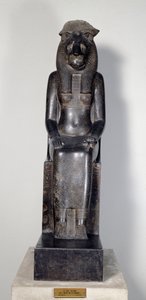 Antichità egizia: la dea leonessa Sekhmet con il cartiglio del re Sheshonq I. Statua di granito nero. 950-929 a.C. Torino, Museo Egizio