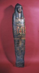 Sarcofago per una giovane donna chiamata Signora della Casa Djed-montu-iues-ankh, moglie di Pamiu, Periodo Intermedio Tardo, 850-730 a.C. (gesso policromo) da Egyptian 22nd Dynasty