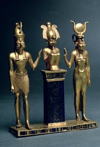 Triade di Osorkon II: Osiride fiancheggiato da Iside e Horus, Terzo Periodo Intermedio, c.874-850 a.C.