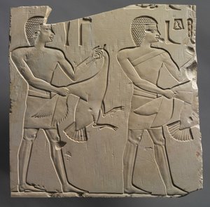 Profeta e sacerdote-lettore con offerte di oche vive, c.667-647 a.C. da Egyptian 26th Dynasty