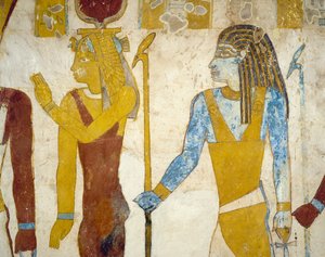 Dipinti murali dalla Tomba di Pa Nentwy, Oasi di Bahariya, Giza, Egitto. Civiltà egizia, XXVI Dinastia, 663-525 a.C. da Egyptian 26th Dynasty