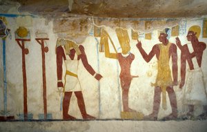 Pitture murali dalla Tomba di Pa Nentwy, Oasi di Bahariya, Giza, Egitto, Civiltà Egizia, XXVI dinastia, 663-525 a.C. da Egyptian 26th Dynasty