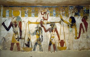 Affreschi murali dalla camera funeraria della Tomba di Pa Nentwy, Oasi di Bahariya, Giza, Egitto. Civiltà egizia, XXVI dinastia, 663-525 a.C. da Egyptian 26th Dynasty