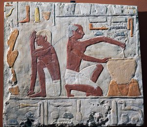 Preparazione e cottura del pane, 2500-2350 a.C. da Egyptian 5th Dynasty