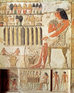 Il defunto davanti a un tavolo di cibo, egiziano, Antico Regno da Egyptian 5th Dynasty
