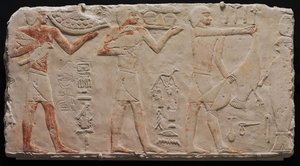 Rilievo di tre portatori di offerte, da Saqqara, c.2311-2281 a.C.