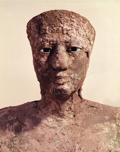 Statua di Pepi I (2289-2255 a.C.) (dettaglio) della testa, trovata a Hierakonpolis, c.2281-2241 a.C. da Egyptian 6th Dynasty